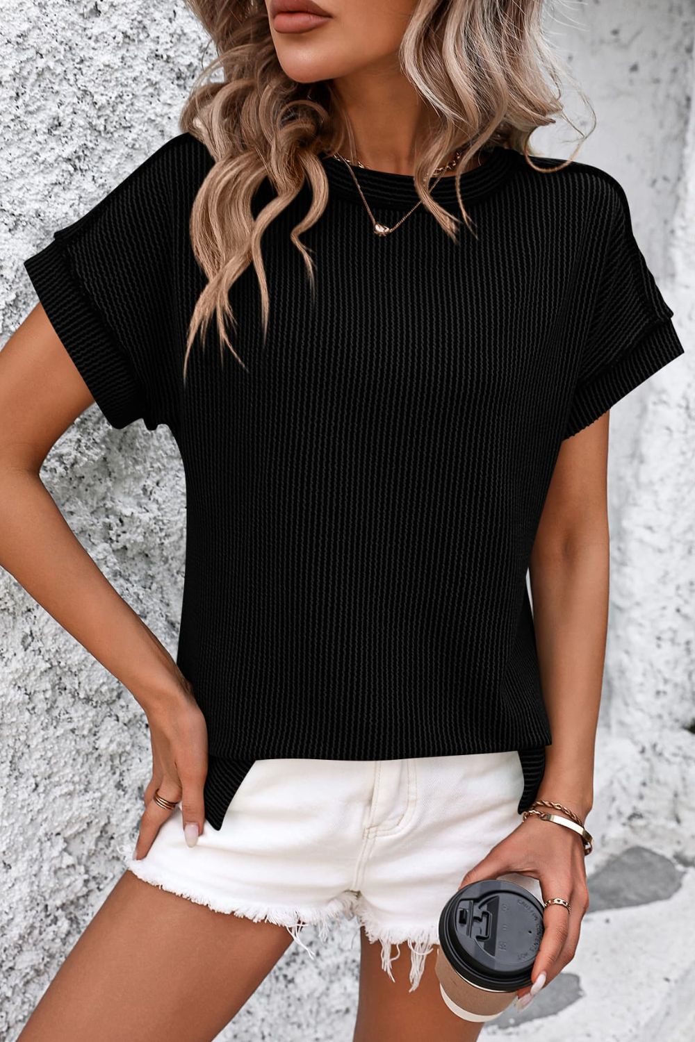 Mandy Striped Round Neck Short Sleeve T-Shirt